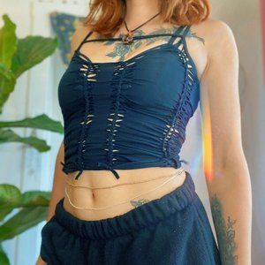 ♥︎ goth babe slit-weave butterfly top ♥︎